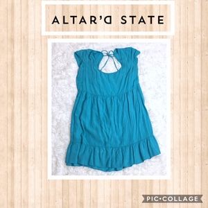 Altar'd State Open-Back Blue Babydoll Top